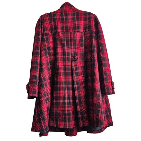 Chicwish Womens Red Black Plaid Bow Coat, Size Large, Snap Closure, NWOT, **READ - Picture 4 of 8